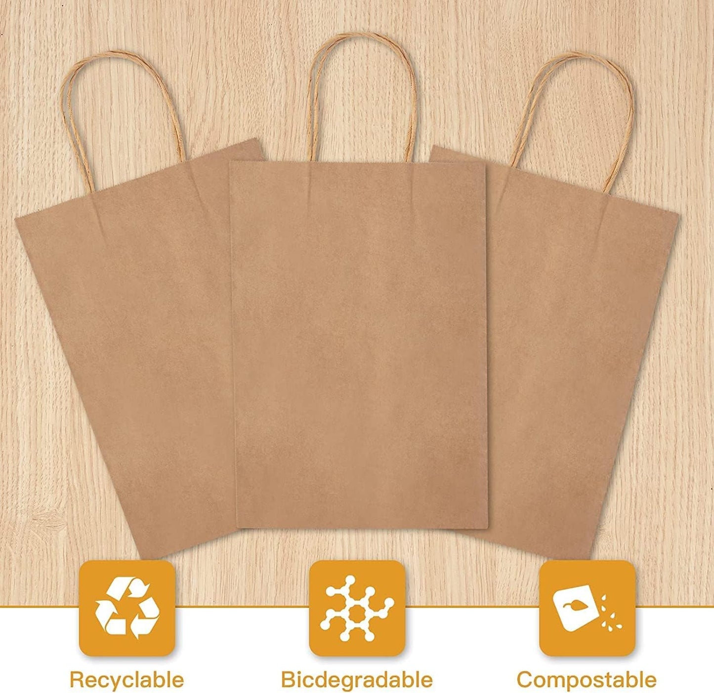 Small Size Brown Strong Twisted Handles Bags