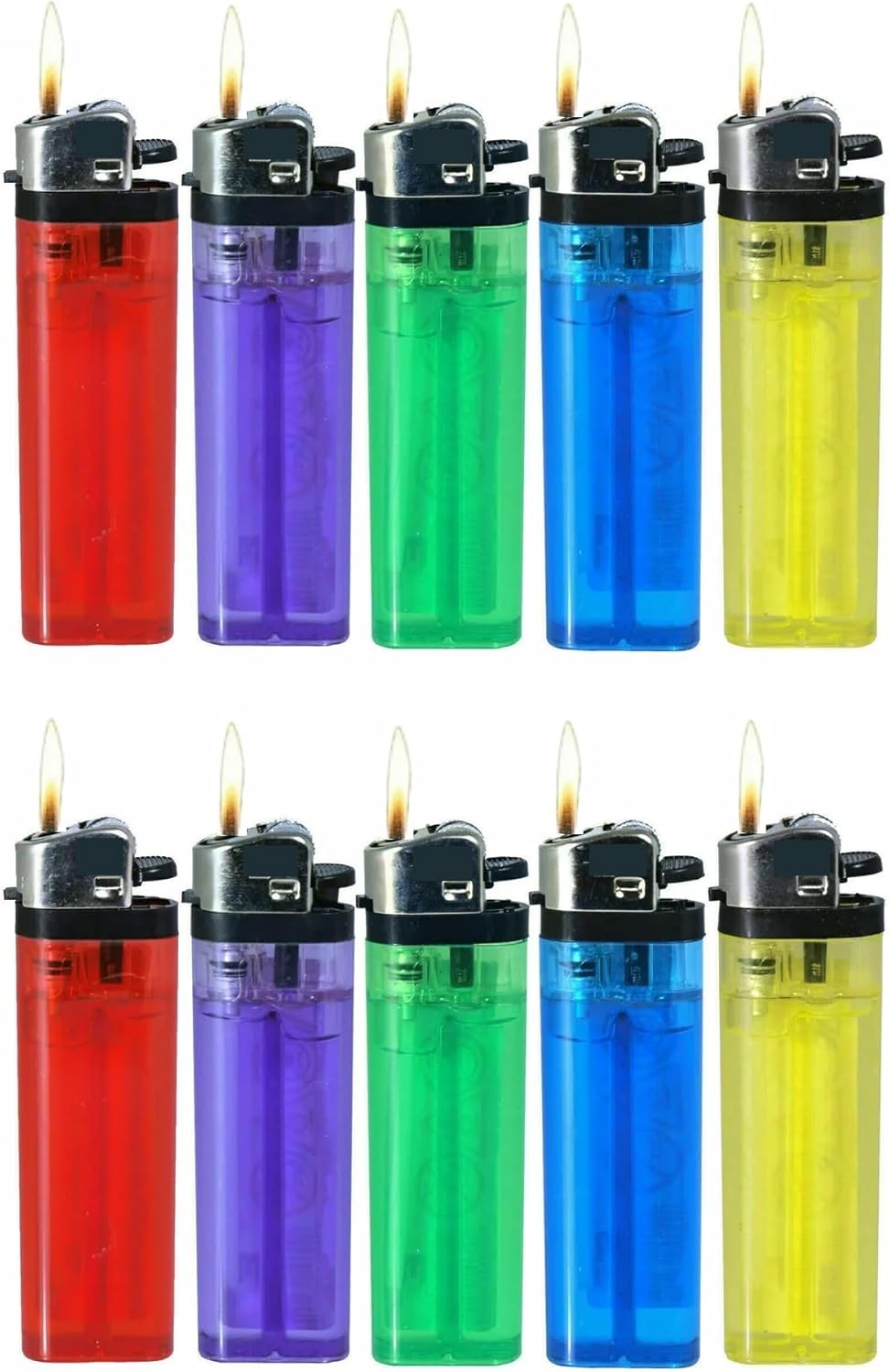 Assorted Colour Disposable Lighters with Adjustable Flame