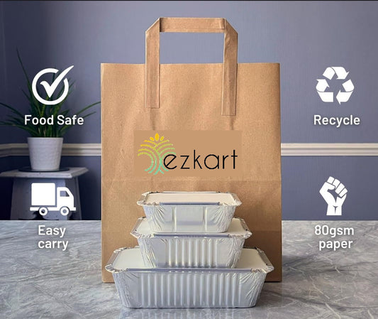 Brown Kraft SOS Paper Bags with Flat Handles