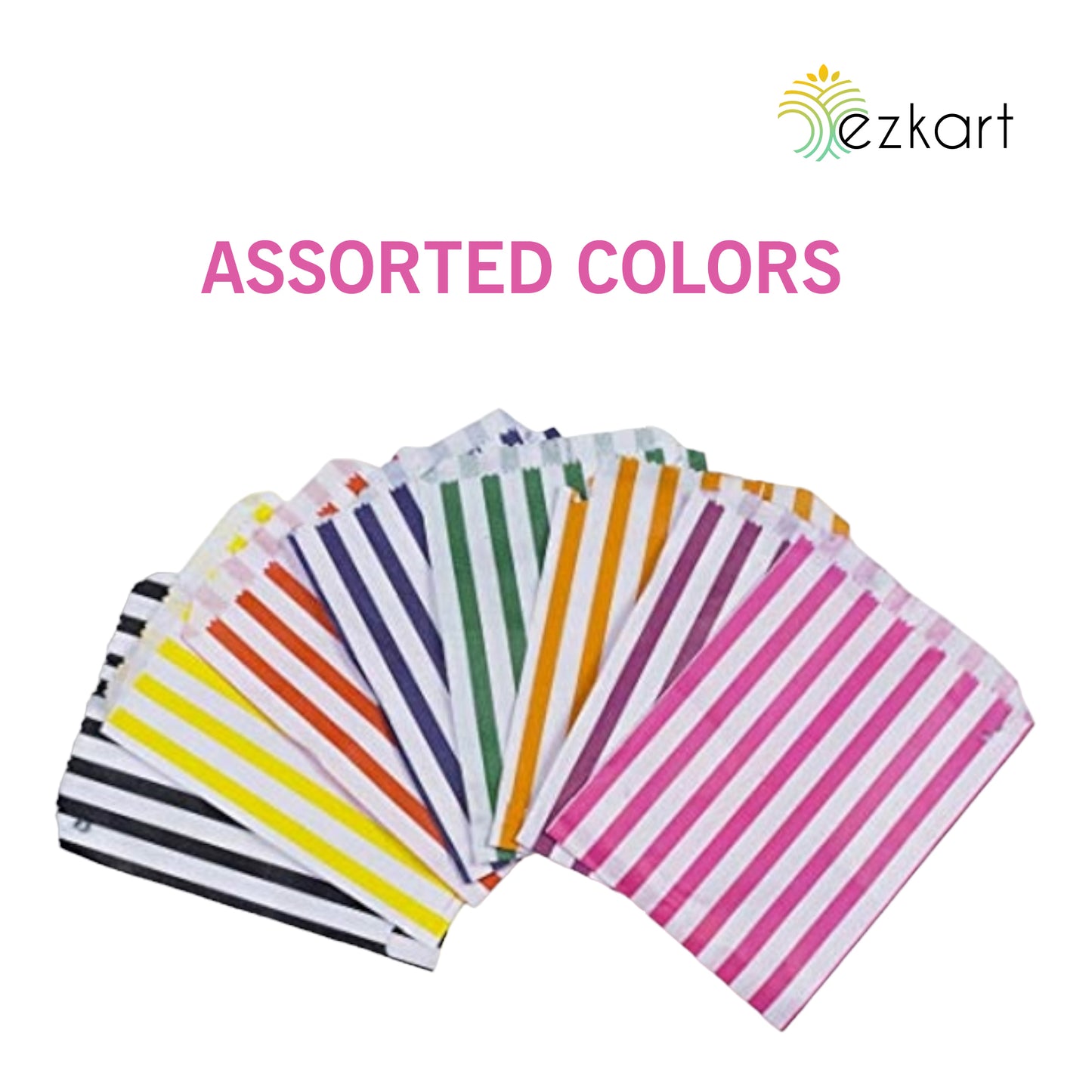 Assorted Striped Paper Bags For Sweets Ideal for Any Occasion Size -5"x7"
