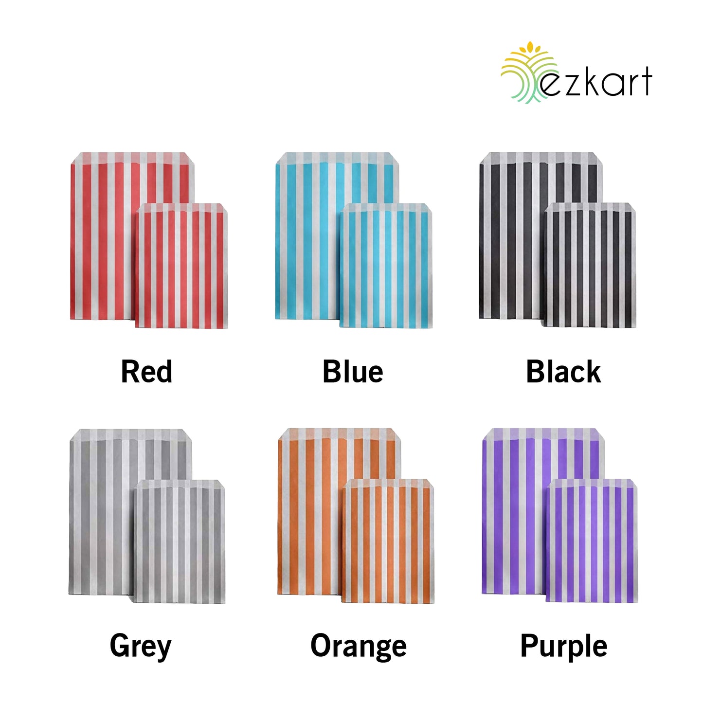 Assorted Striped Paper Bags For Sweets Ideal for Any Occasion Size -5"x7"