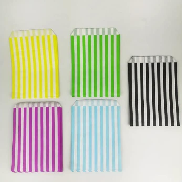 Assorted Striped Paper Bags For Sweets Ideal for Any Occasion Size -5"x7"