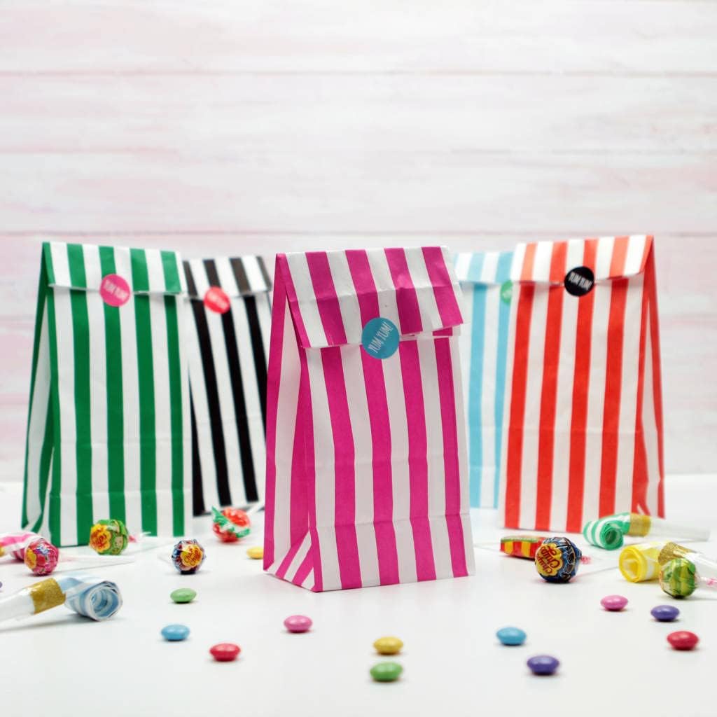 Assorted Striped Paper Bags For Sweets Ideal for Any Occasion Size -5"x7"