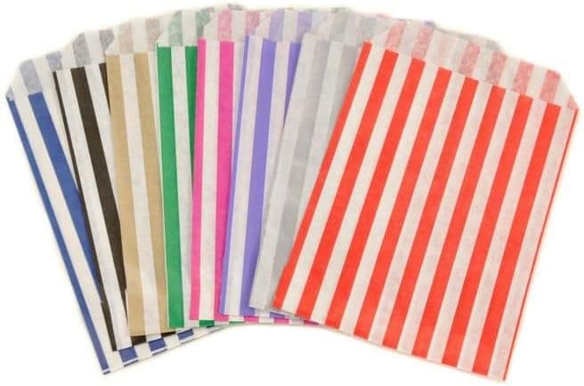 Assorted Striped Paper Bags For Sweets Ideal for Any Occasion Size -5"x7"