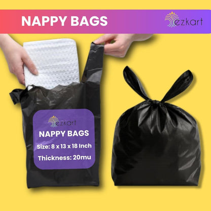 Black Strong Plastic Nappy Bags Dimension | 8x13x18 Inch-20mu