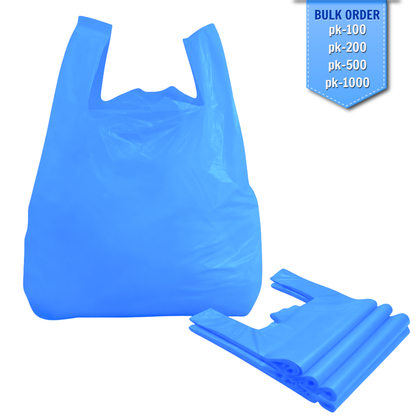Heavy Duty Large Blue Plastic Carrier Bags with Handles for Multi-Purpose Uses Size -11 x 17 x 21 inch