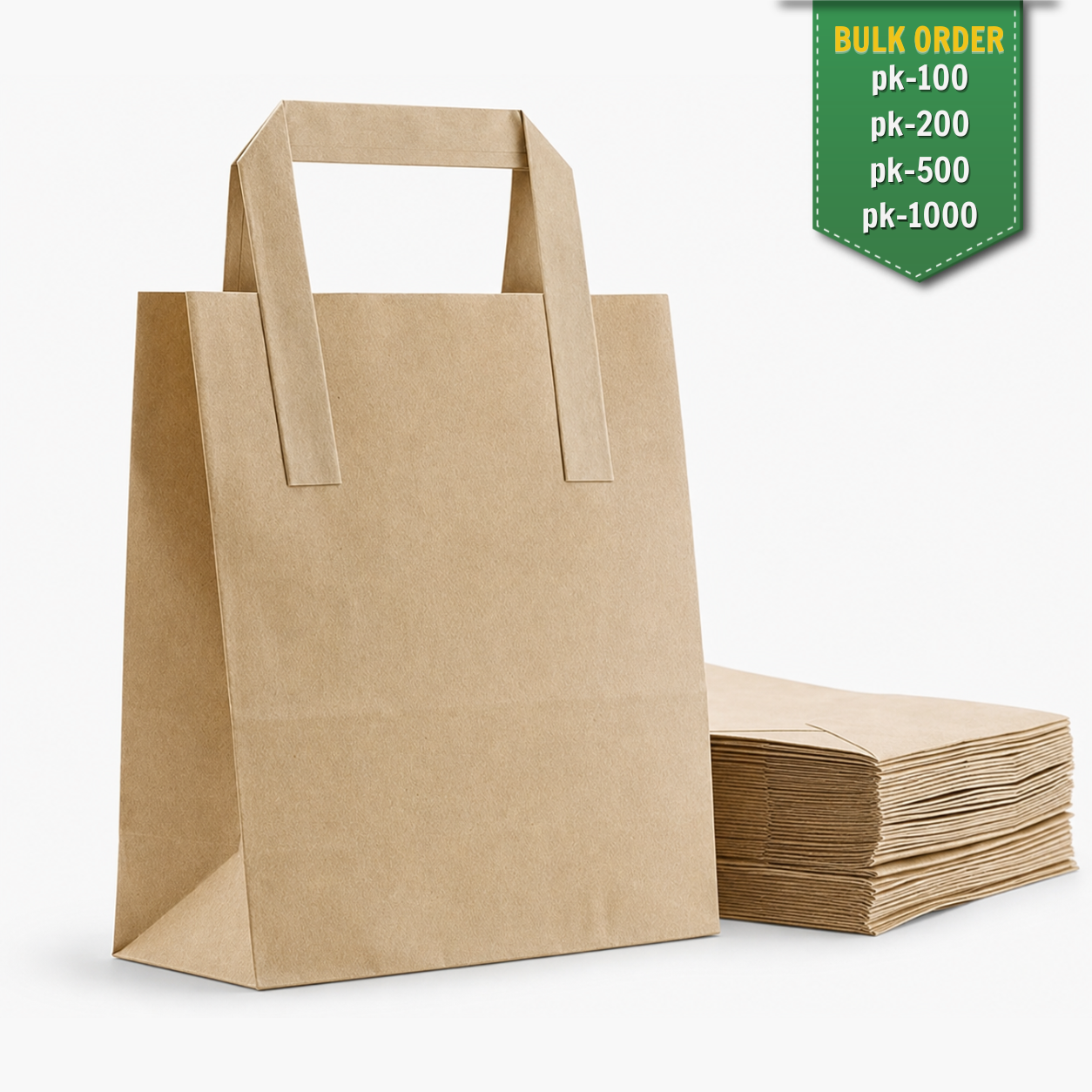 Brown Kraft SOS Paper Bags with Flat Handles