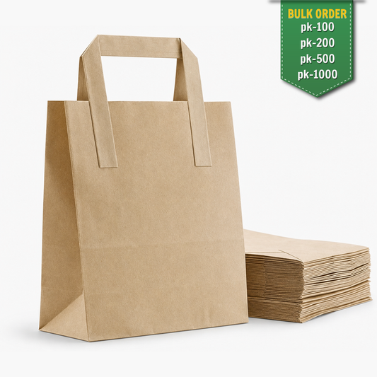 Brown Kraft SOS Paper Bags with Flat Handles