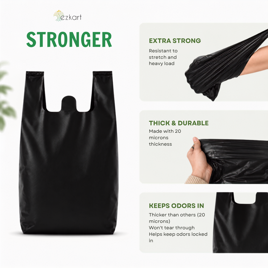 Black Strong Plastic Nappy Bags Dimension | 8x13x18 Inch-20mu
