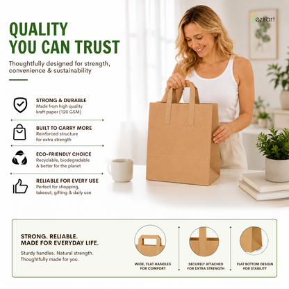 Brown Kraft SOS Paper Bags with Flat Handles