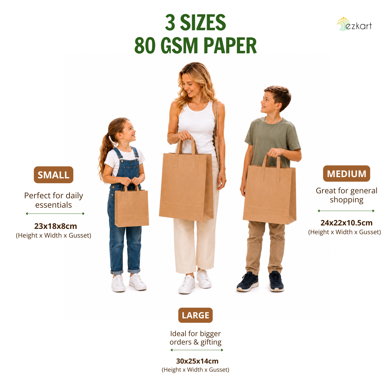 Brown Kraft SOS Paper Bags with Flat Handles