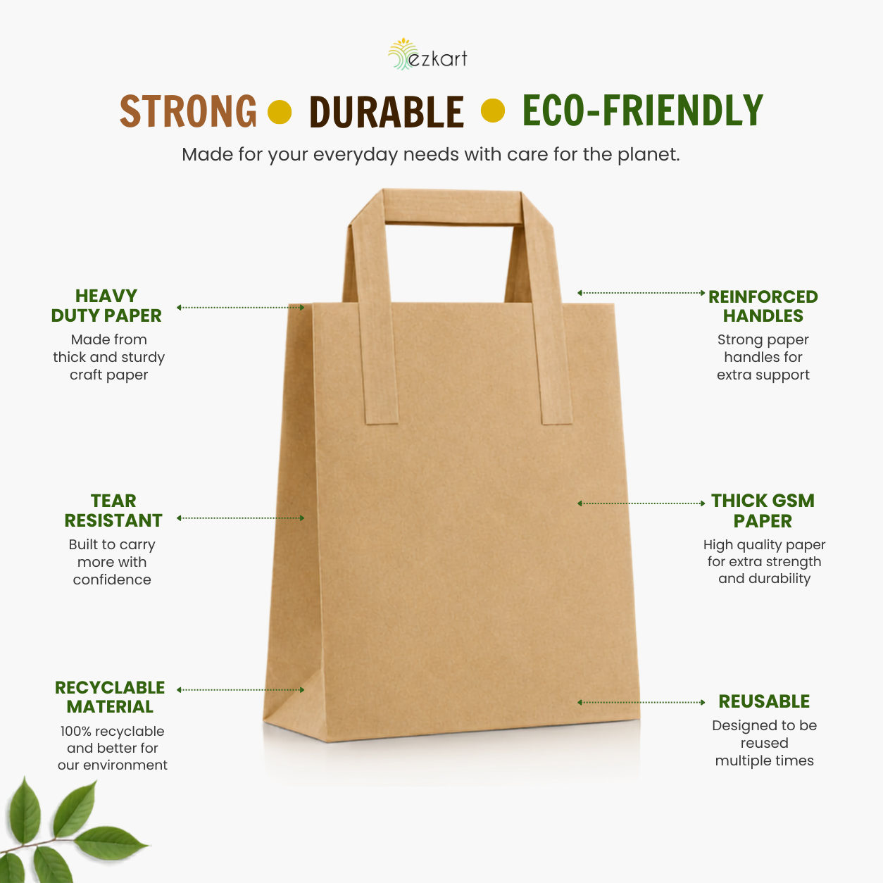 Brown Kraft SOS Paper Bags with Flat Handles