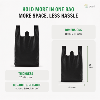 Black Strong Plastic Nappy Bags Dimension | 8x13x18 Inch-20mu