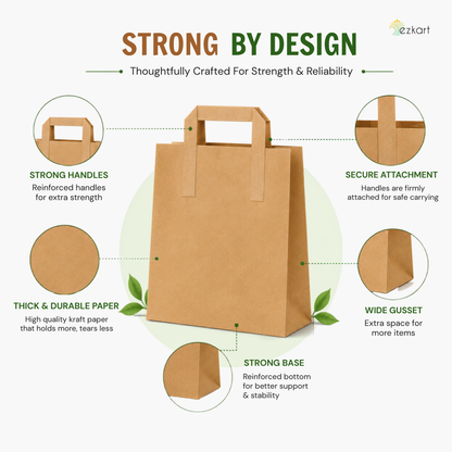 Brown Kraft SOS Paper Bags with Flat Handles