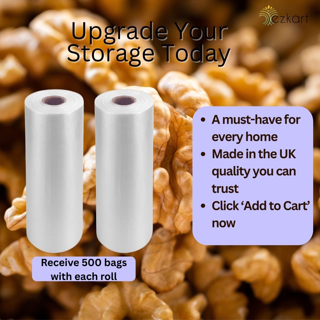 Clear Plastic Food Bags on a Roll Ideal for Storing Fresh Fruits | 9x14 Inch