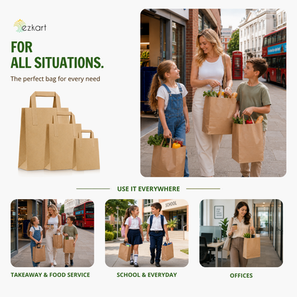 Brown Kraft SOS Paper Bags with Flat Handles