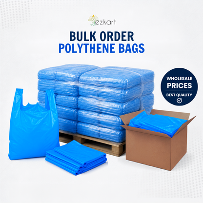Heavy Duty Large Blue Plastic Carrier Bags with Handles for Multi-Purpose Uses Size -11 x 17 x 21 inch