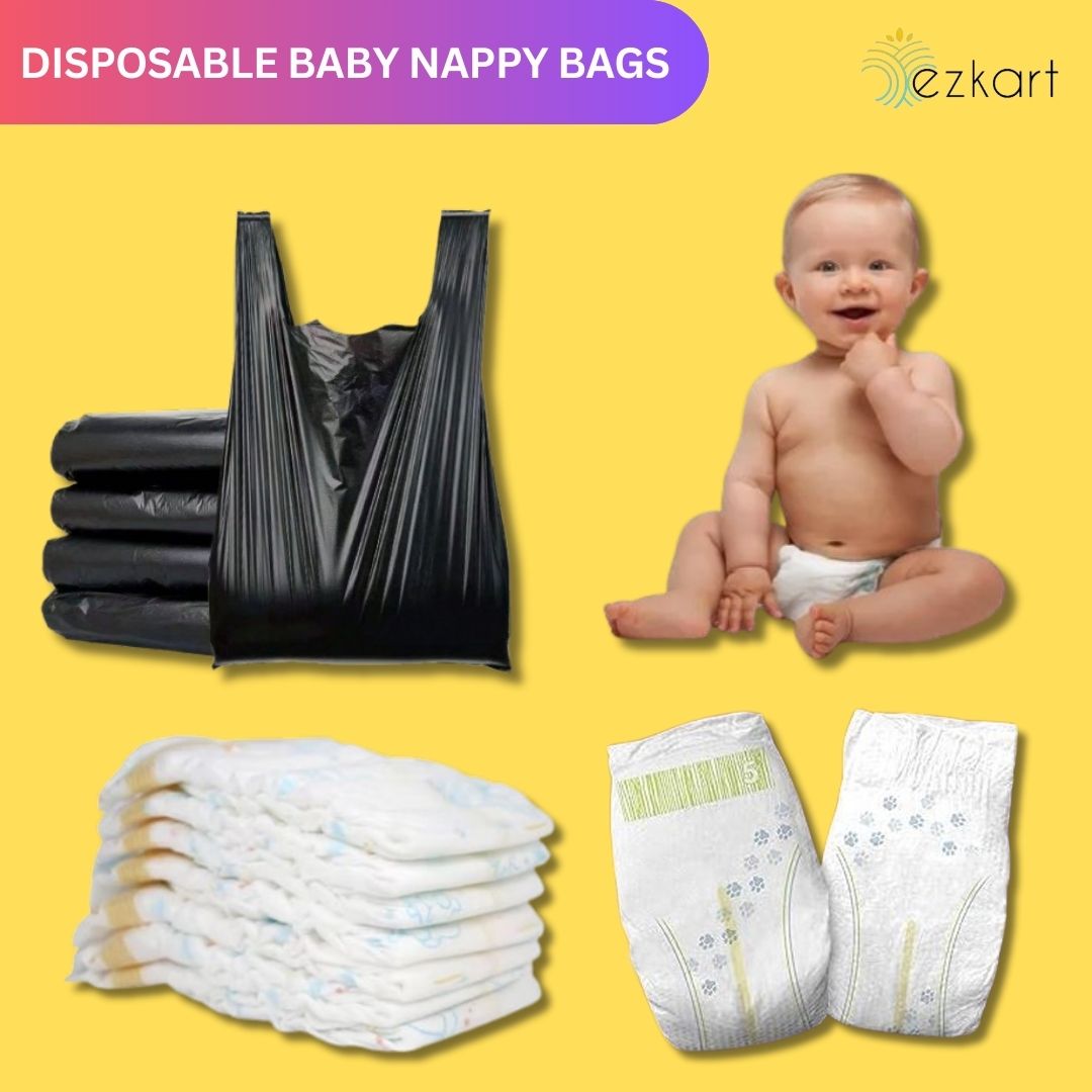 Black Strong Plastic Nappy Bags Dimension | 8x13x18 Inch-20mu