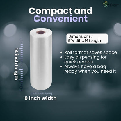 Clear Plastic Food Bags on a Roll Ideal for Storing Fresh Fruits | 9x14 Inch
