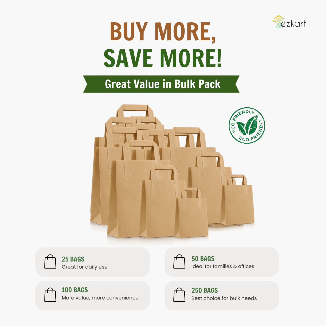 Brown Kraft SOS Paper Bags with Flat Handles