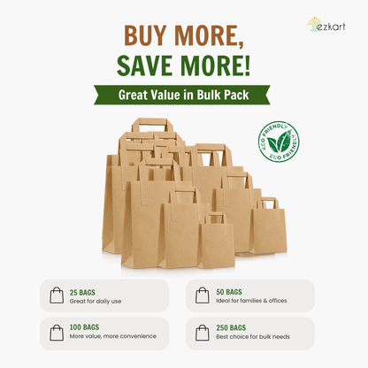 Brown Kraft SOS Paper Bags with Flat Handles