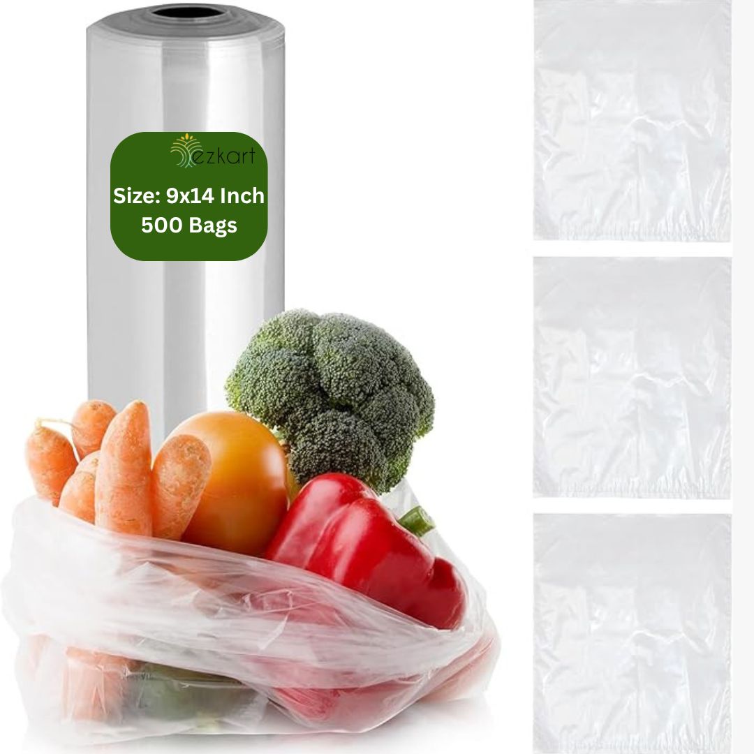 Clear Plastic Food Bags on a Roll Ideal for Storing Fresh Fruits | 9x14 Inch