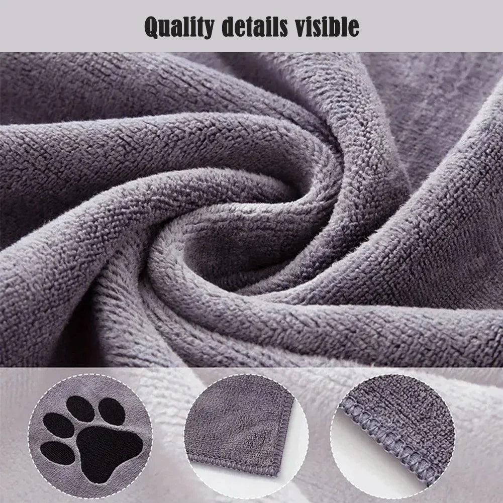 Microfiber Pet Bath Towel Embroidered Super Soft Absorbent Cat for Dogs - 35x75cm and 50x100cm