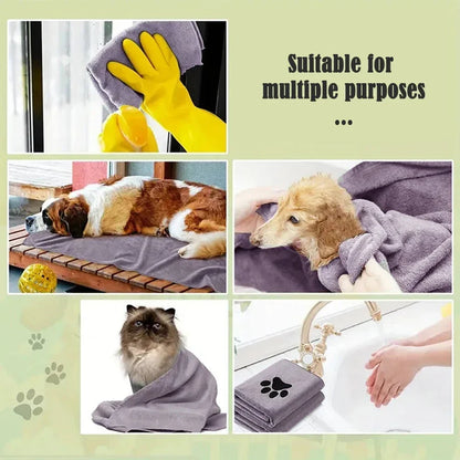 Microfiber Pet Bath Towel Embroidered Super Soft Absorbent Cat for Dogs - 35x75cm and 50x100cm