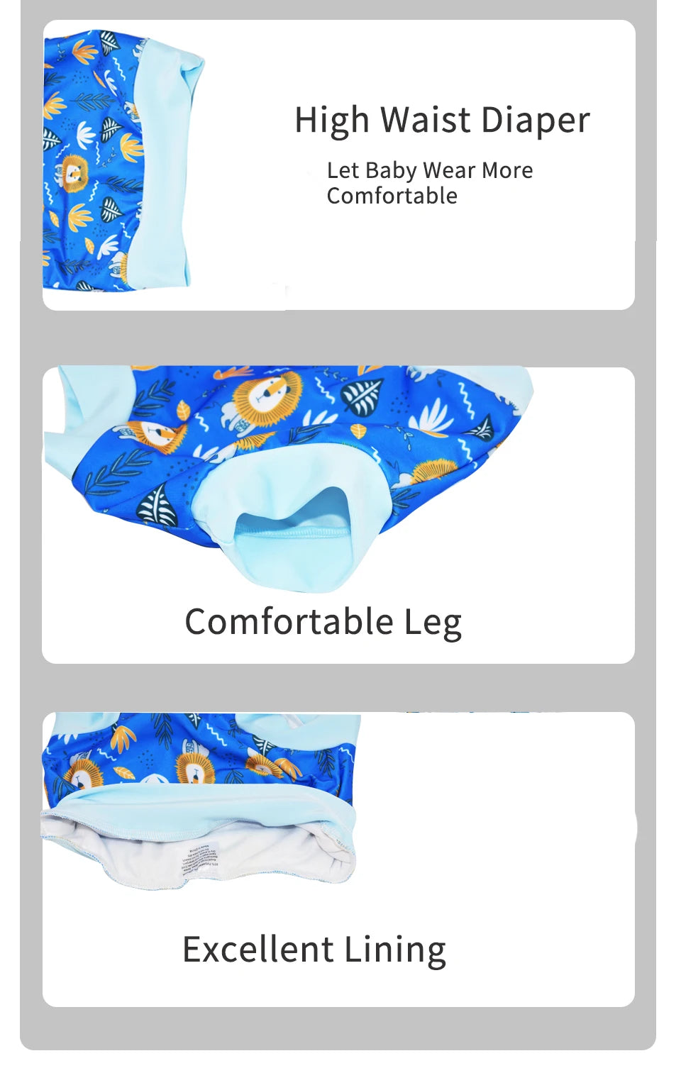 ezkart Kids Swimming Diaper Newborn Baby High Waist Swim Nappies Washable Sunproof Cloth Nappies