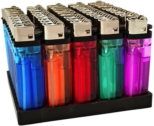 Assorted Colour Disposable Lighters with Adjustable Flame