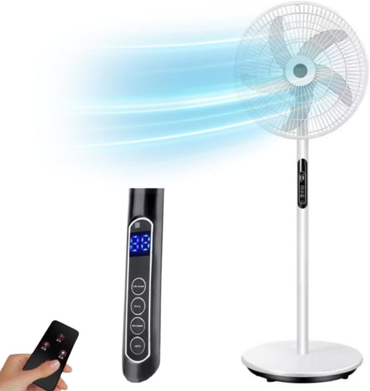 Pedestal Fan with Oscillation, 5 Blades, Adjustable Height, Low Noise, 40W, 16 Inch White