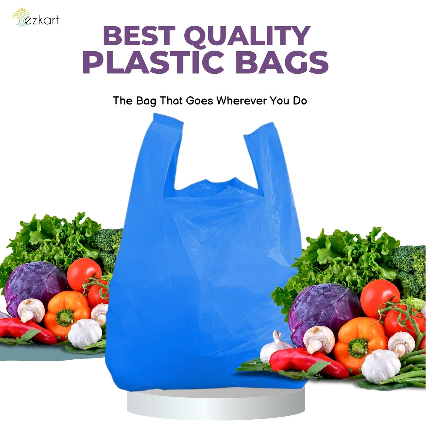 Heavy Duty Large Blue Plastic Carrier Bags with Handles for Multi-Purpose Uses Size -11 x 17 x 21 inch